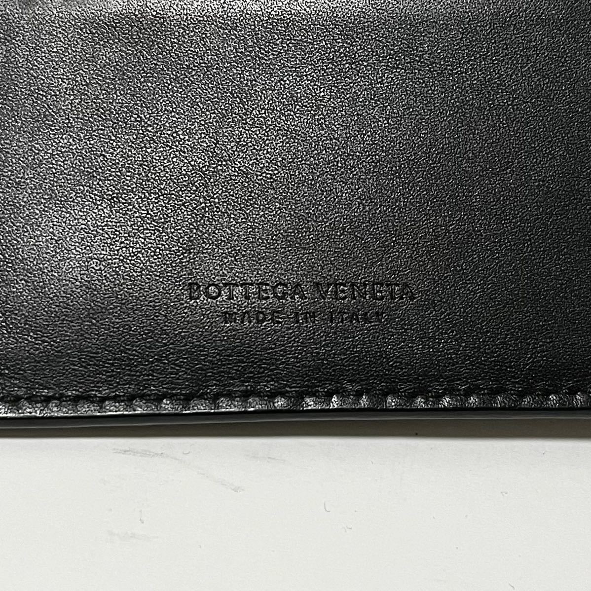 587【美品】BOTTEGA VENETA ボッテガヴェネタ マネークリップ お札入れ 折り財布 イントレチャート レザー メンズ レディース ブラック 黒 _画像6