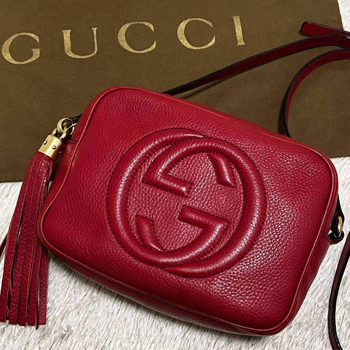 624 GUCCI グッチ SOHO ソーホー レザー タッセル フリンジ ショルダーバッグ ディスコバッグ カメラバッグ 斜め掛け レディース メンズ_画像1