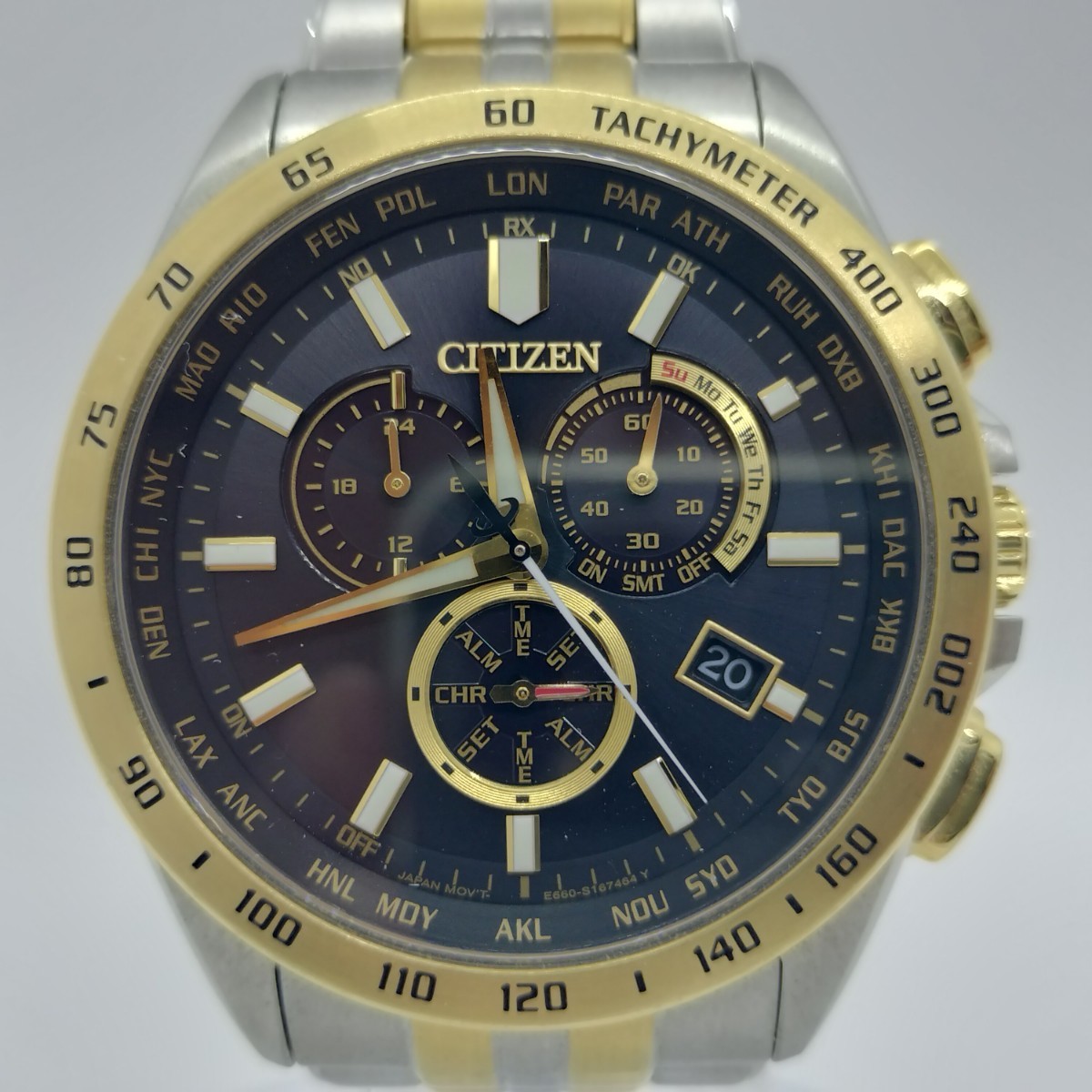 【美品】CITIZENシチズン E660-S122244 エコドライブメンズ腕時計