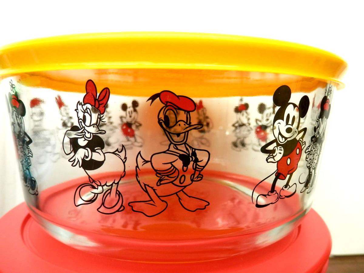 ●pyrex パイレックス　グラスストレージセット　Disney ディズニー ミッキーマウス・ドナルドダックほか　ガラス製タッパー　キッチン用品_画像6