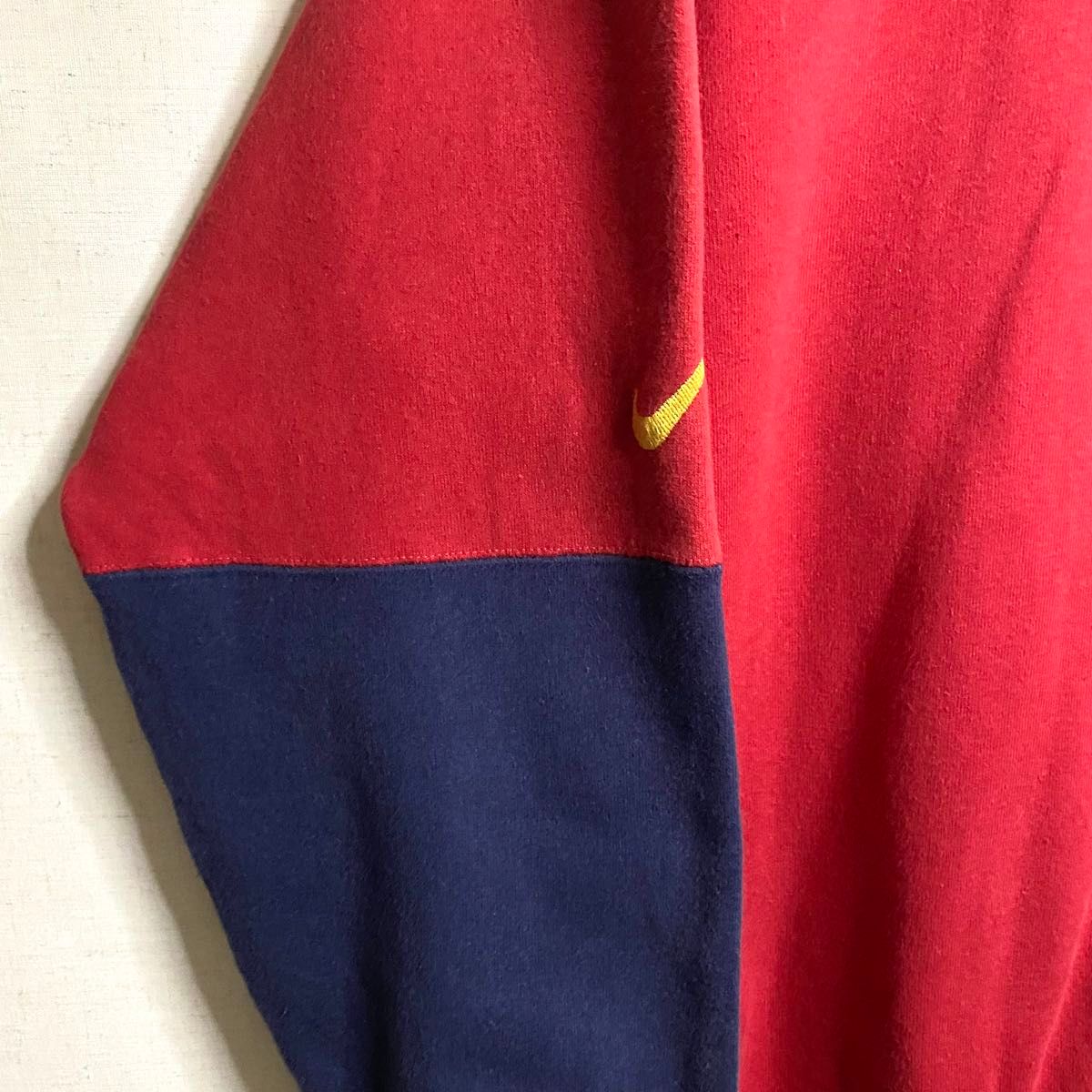 【NIKE】90年代 背面 ボックスロゴ バイカラー 刺繍ロゴ スウェット 赤青