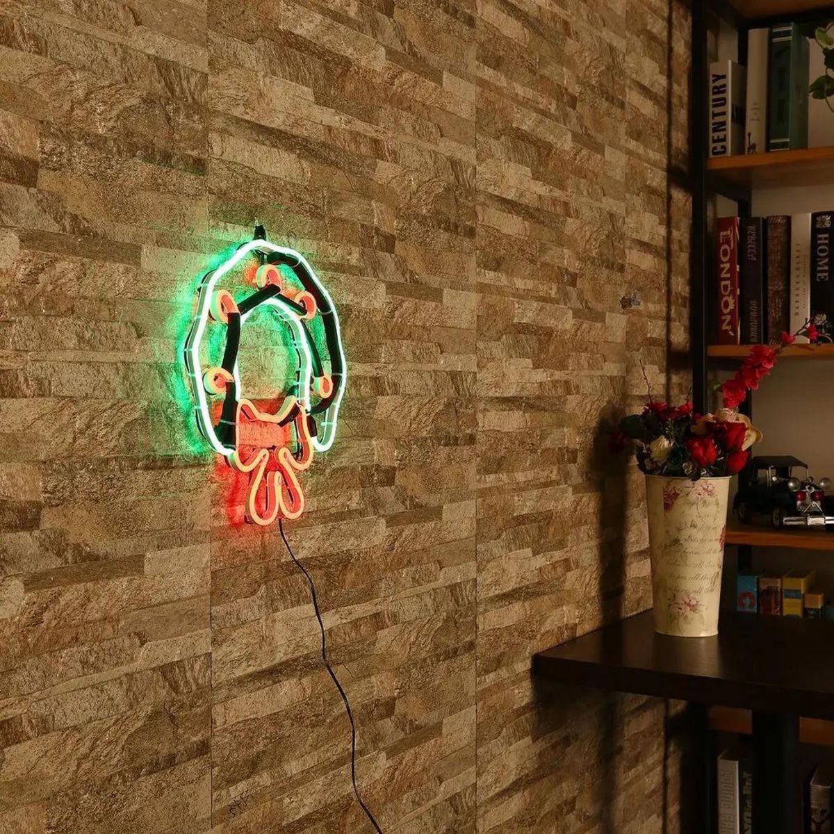 【新品・花輪】クリスマス装飾 電源式 ライトデコレーション 屋外 屋内 壁 ドア 長さ30.5＊幅26.5cm