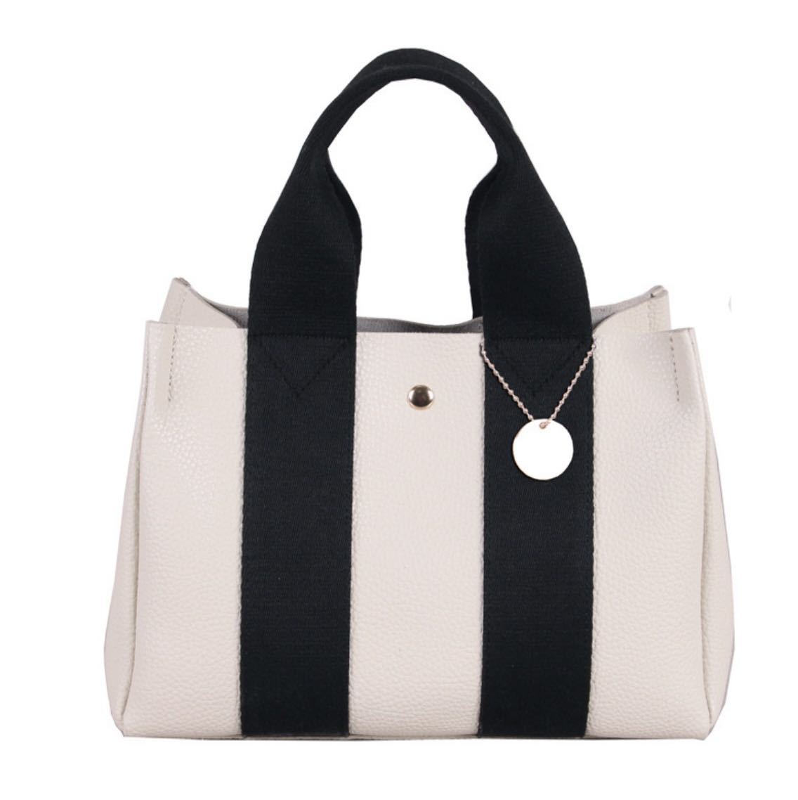  Mini tote bag 2way tote bag lady's shoulder bag inner bag attaching commuting bag IC card storage white color 