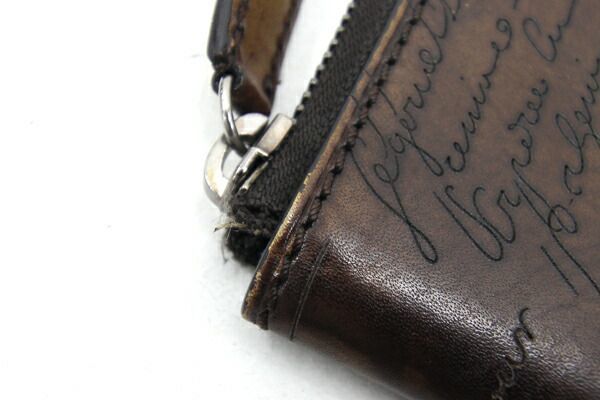  Berluti clutch bag kali graph .ninoGM Brown leather used men's man gentleman second bag 