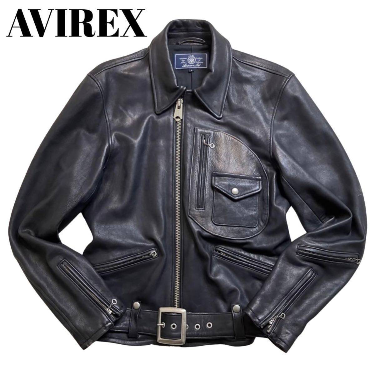 美品 AVIREX ダブルライダース 牛革 M - ライダースジャケット