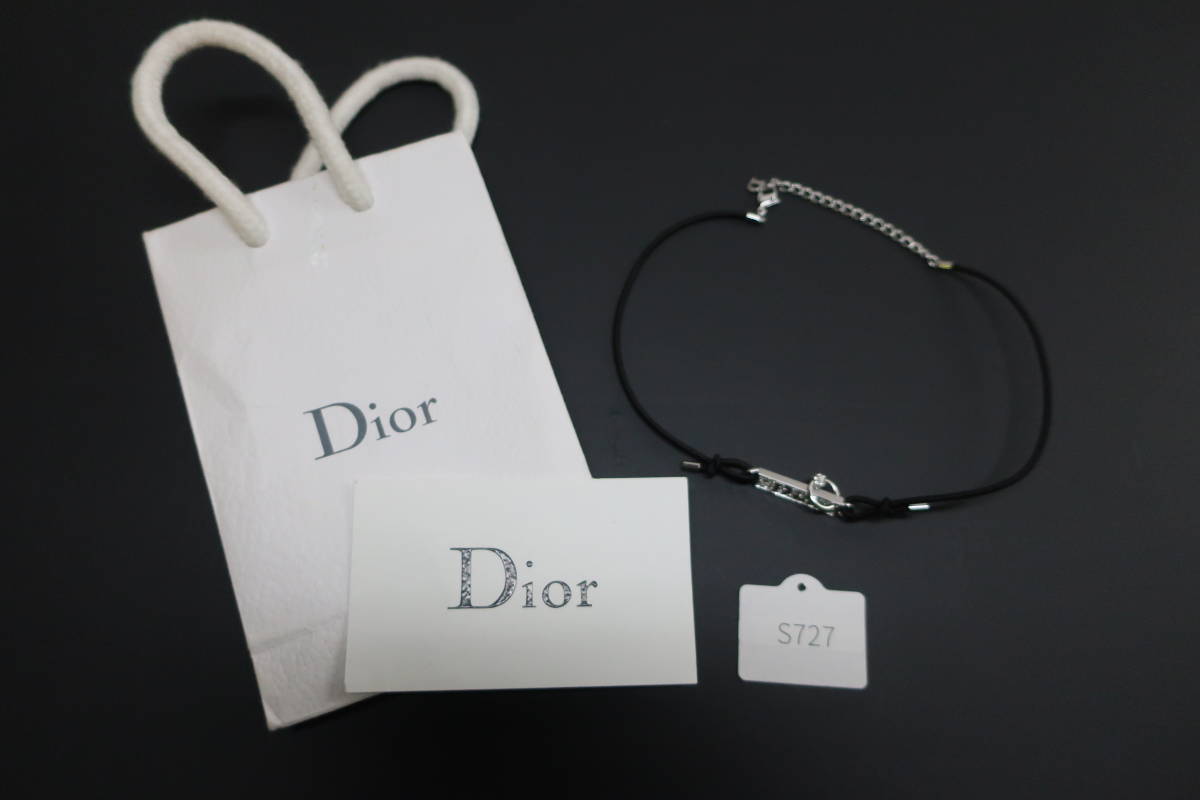 ☆同梱不可【S送900円】 727 Christian Dior クリスチャンディオール ネックレス チョーカー ディオールロゴ ラインストーンの画像1