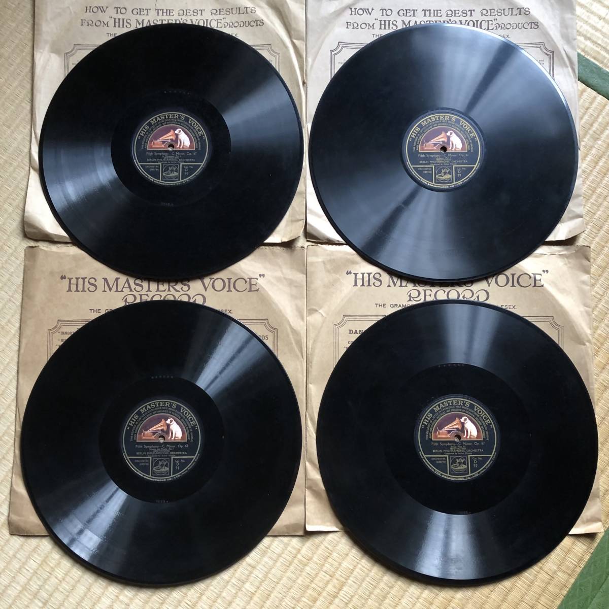 12吋SP盤　英HMV歴史的録音　ニキシュ指揮によるベルリン・フィルの初録音　ベートーヴェン　交響曲第五番「運命」　1913年録音　4枚組