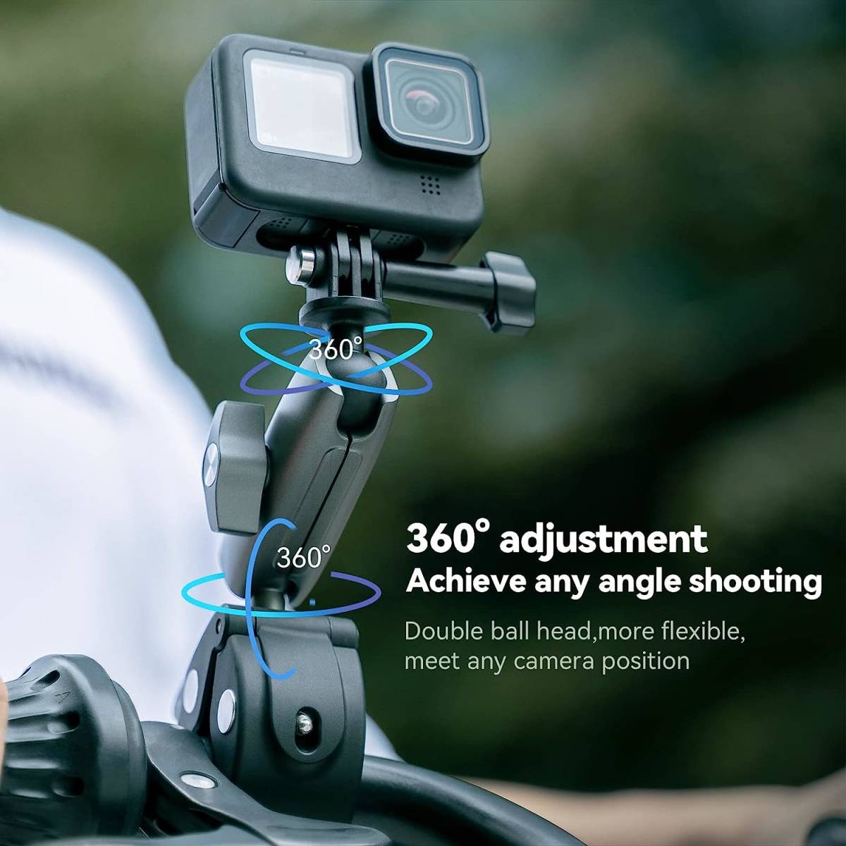 GoPro用 アルミ合金製延長ポール付き アクションカメラ クランプマウント スマホホルダー付き Insta360/DJI/SJCAM/EKEN/IPhone/Samsung対応