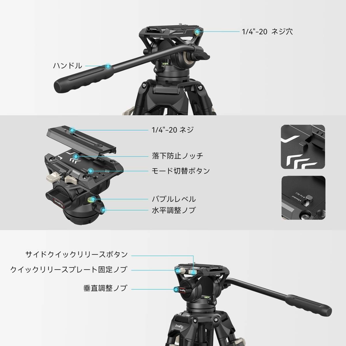 最大186cm 大型 ビデオ 三脚 3段角度調節可能 レバーロック式 耐 最大186cm 大型 ビデオ 三脚 3段角度調節可能 レバーロック式 耐