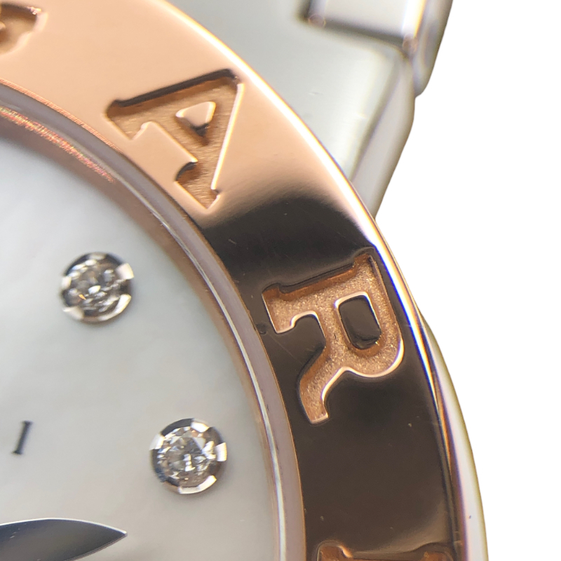 ブルガリ・ブルガリ BBLP26SG ホワイトシェル ステンレススチール、K18ピンクゴールド、12Pダイヤモンド 腕時計 レディース 中古_画像5