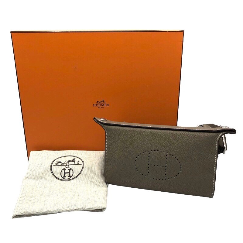 エルメス HERMES ヴィド・ポッシュ B刻 エトゥープ×SV金具 トゴ ショルダーバッグ ユニセックス 中古の画像8