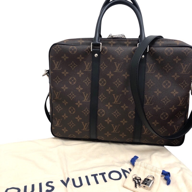 ルイ・ヴィトン LOUIS VUITTON PDV PM M52005 モノグラム・マカサー モノグラム・マカサーキャンバス ブリーフケース メンズ 中古_画像7