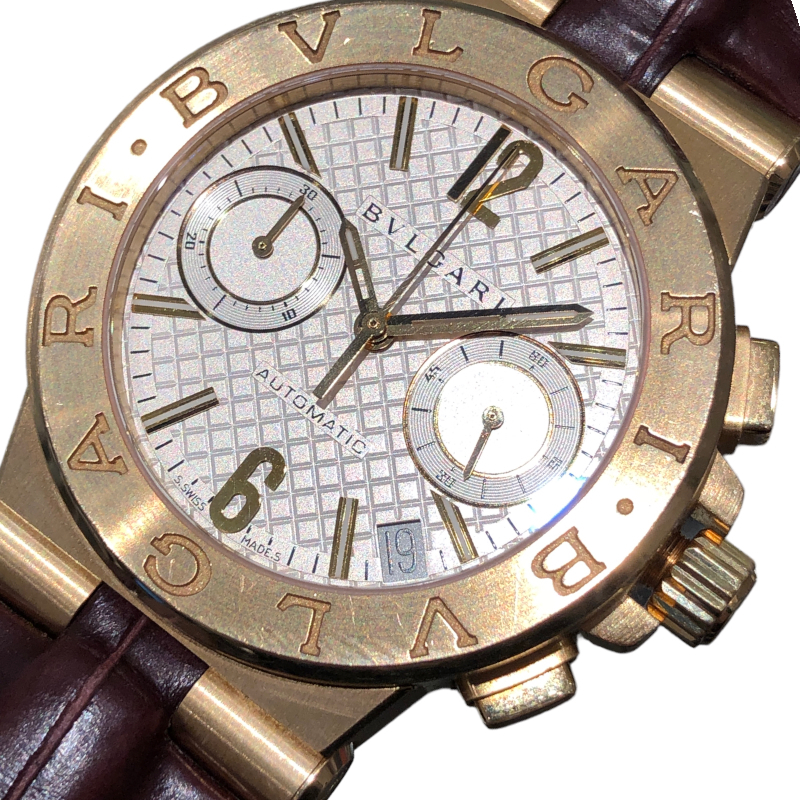  BVLGARY BVLGARI Diagono хронограф DG35GCH серебряный K18YG наручные часы мужской б/у 