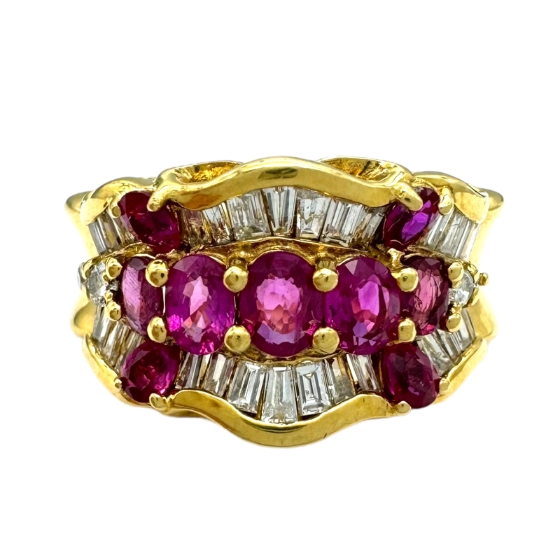ルビー ダイヤリング R:2.10ct D:0.60ct K18YG ルビー ジュエリー 中古