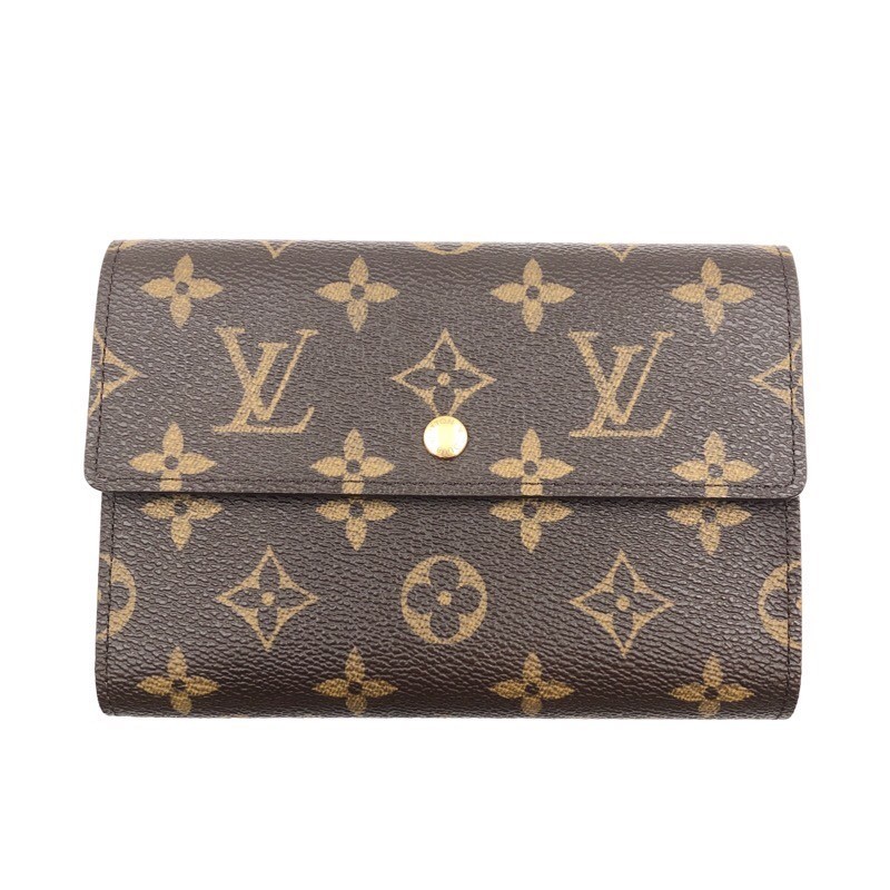 ルイ・ヴィトン LOUIS VUITTON ポルト トレゾール・エテュイ パピエ M61202 レザー モノグラム 二つ折り財布 レディース 中古