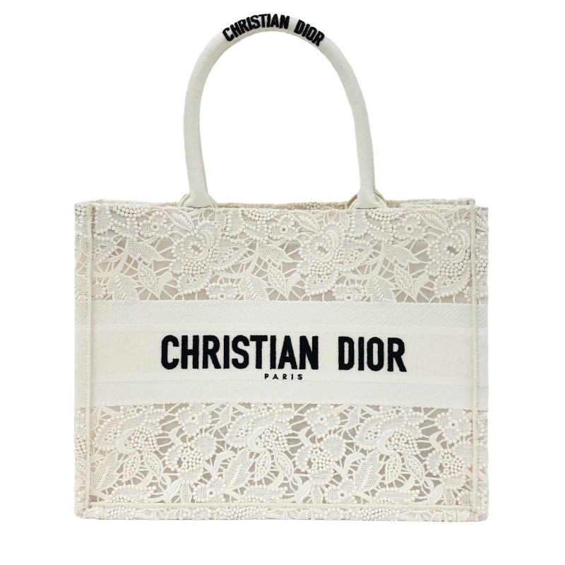クリスチャン・ディオール Christian Dior ブックトートミディアムバック M1296ZSEL ホワイト D-LACE トートバッグ レディース 中古