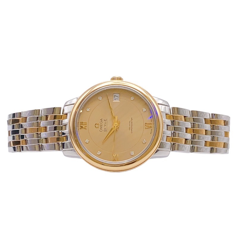  Omega OMEGA De Ville prestige coaxal Chrono meter 424.20.33.20.58.001 K18 Gold K18/SS wristwatch lady's used 