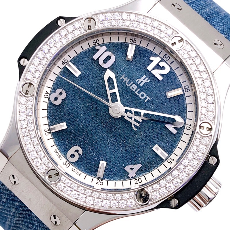 ウブロ HUBLOT ビッグバン　ジーンズ　ダイヤモンド　日本限定モデル 361.SX2710.NR.1104 ステンレススチール 腕時計 レディース 中古_画像1