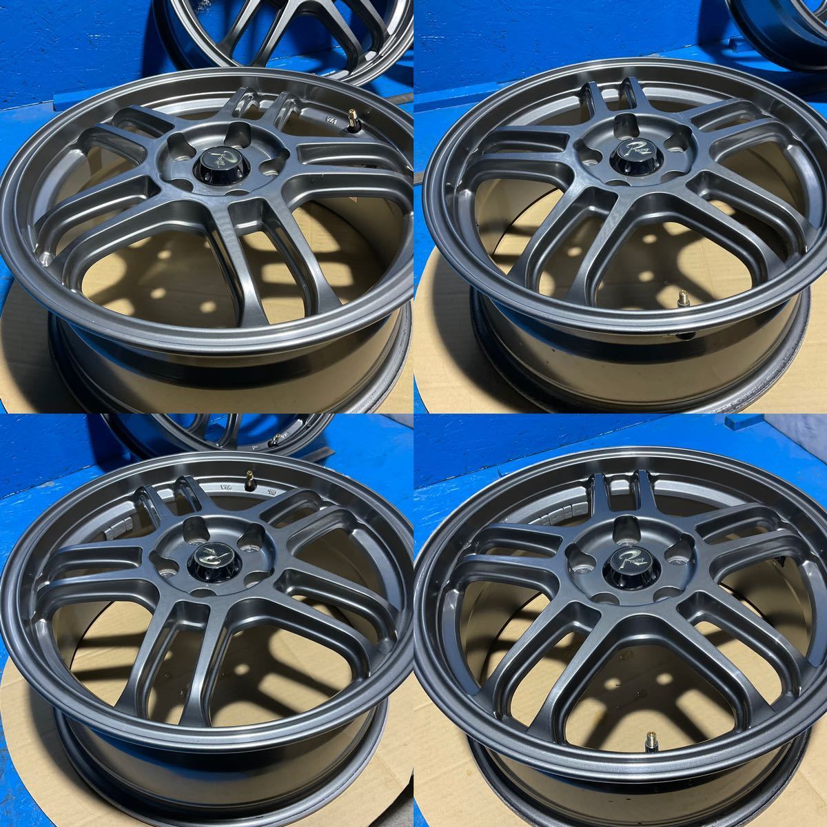 〈K553〉ホイール4本セット Rracing 17インチ7J オフセット＋55 PCD5H114.3 ハブ73mm ボルト穴13mmの画像6