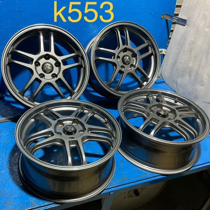 〈K553〉ホイール4本セット Rracing 17インチ7J オフセット＋55 PCD5H114.3 ハブ73mm ボルト穴13mmの画像1