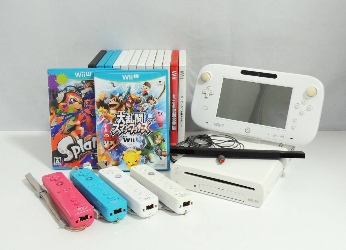 □　任天堂　Nintendo　Wii U　本体(WUP-101)　32GB　ゲームパッド(WUP-010)　ソフト14本付　動作確認済　訳あり　中古品　現状品　③_画像1