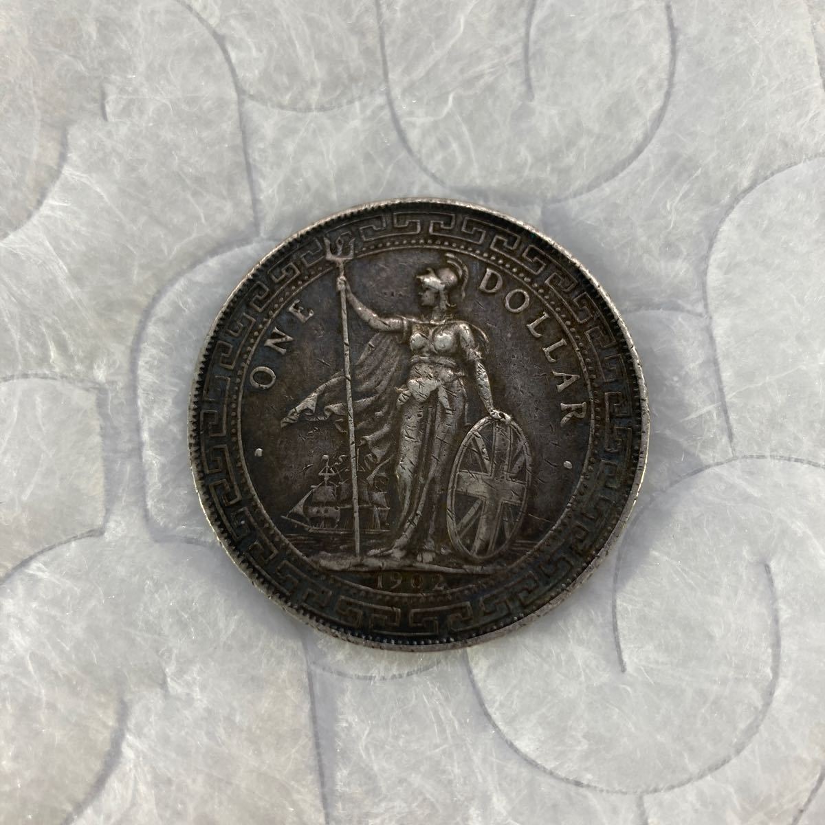 壹圓　銀貨　香港　イギリス　貿易銀　古銭　コイン　ジャンク　1902