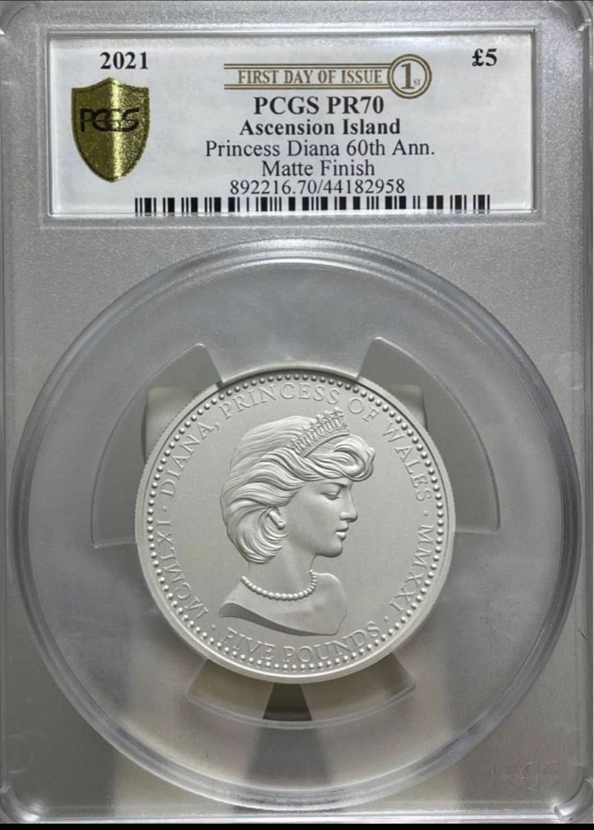 銀貨 イギリス【発行100枚のみ】ダイアナ 2oz銀貨 £5 アセンション島PCGS モダンコイン 