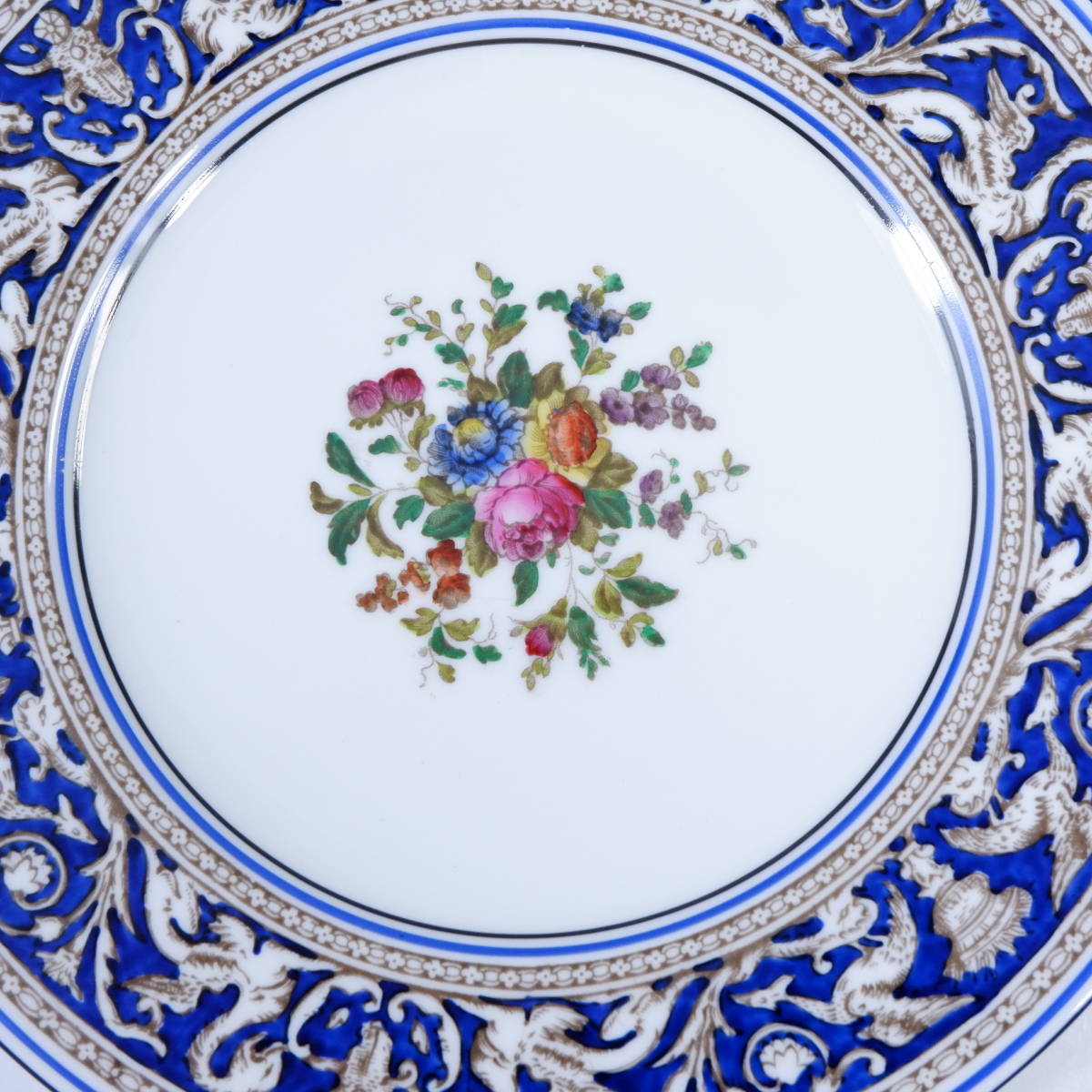 ウェッジウッド フロレンティーン コバルトブルー サラダプレート 20.5cm Wedgwood FLORENTINE 茶壺 花柄_画像4