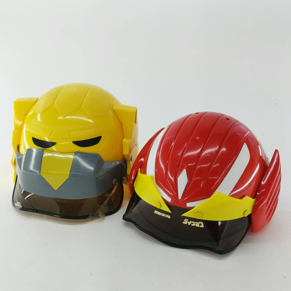  бесплатная доставка BANDAI Bandai Choujuu Sentai Liveman красный Falcon желтый лев шлем 2 шт. комплект Squadron герой текущее состояние товар #12242