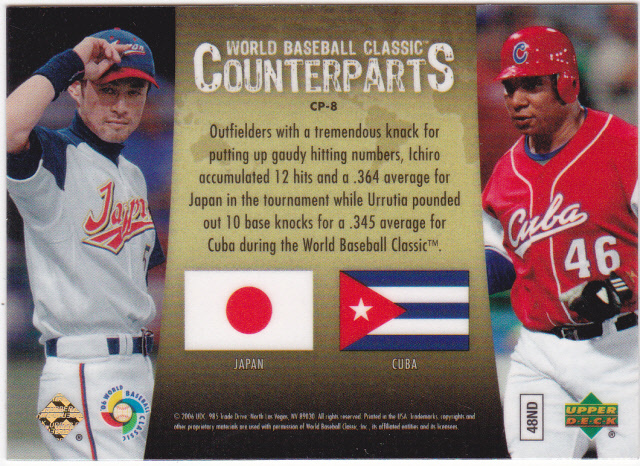 イチロー 2006 Upper Deck Special F/X WBC Counterparts CP-8_画像3