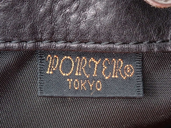 PORTER draw -stroke ring bag * Porter Yoshida bag / pouch / handbag / lady's / black tongue car /@B1/23*12*3-1