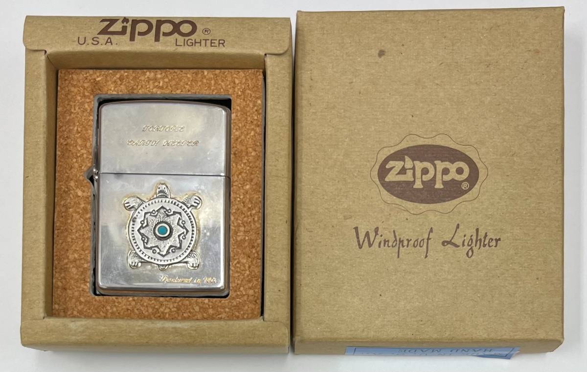 #1049【着火未確認】zippo　インディアン　トータス　亀　1993年　箱付　喫煙具_画像1