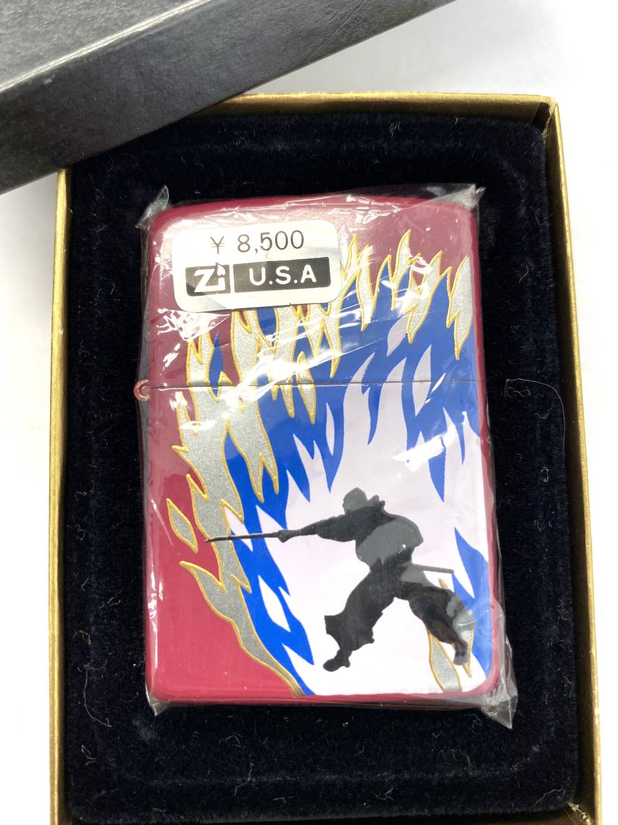 #978【Zippo】ジッポー　巌流島の戦い　宮本武蔵　佐々木小次郎　漆塗り　長期保管　未使用　現状品_画像2