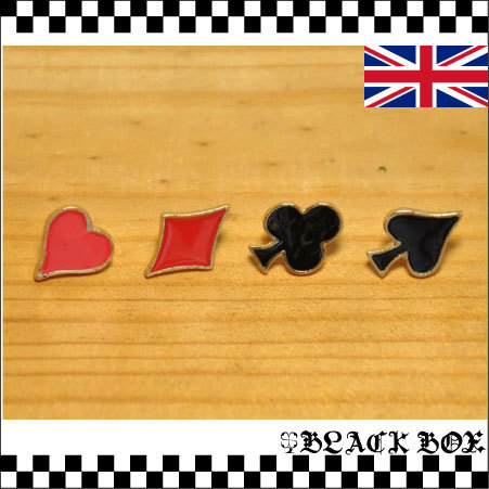 英国 インポート Pins ピンズ ピンバッジ ラペルピン トランプ プレイングカード イギリス UK GB ENGLAND イングランド 4個セット 357_画像1