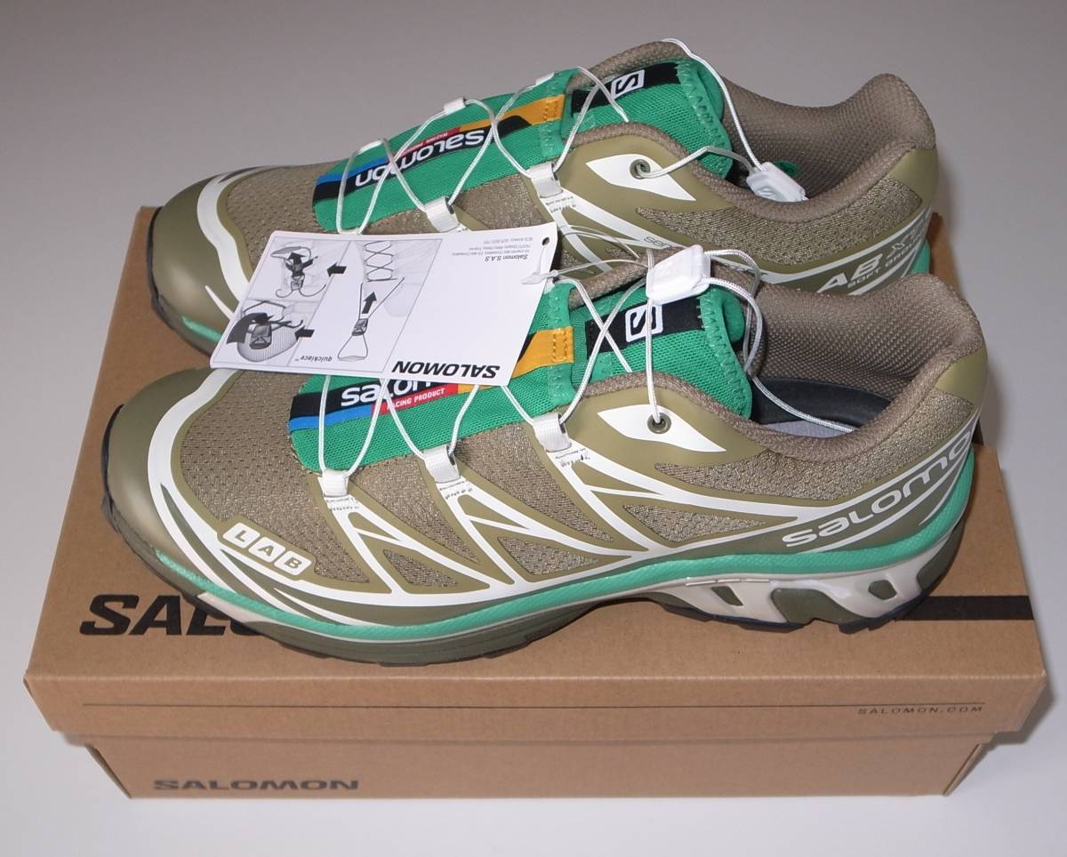 28.0cm SALOMON XT-6 28cm US10 DRIED HERB / DEEP LICHEN GREEN / BRIGHT GREEN