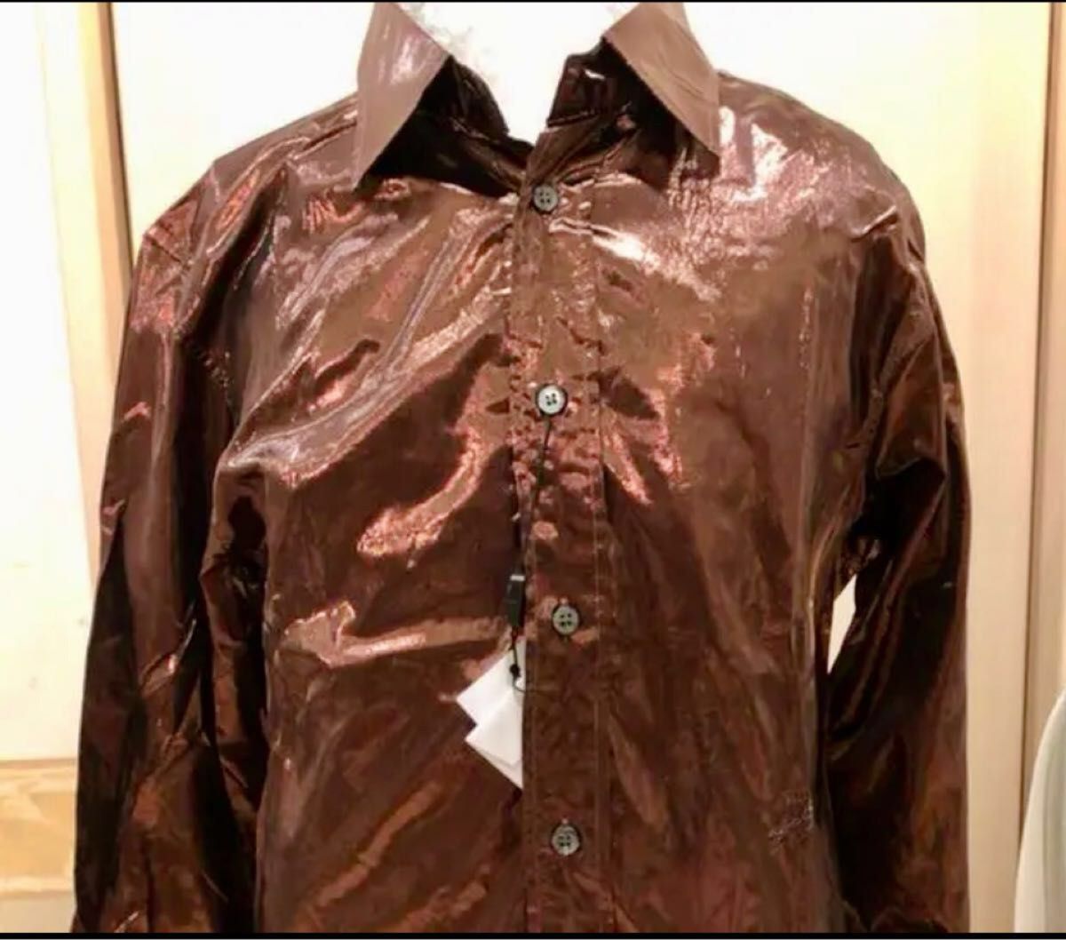 D&G　ドルガバ　ドレス高級シャツ　☆ゴールドブラウンカラー　48