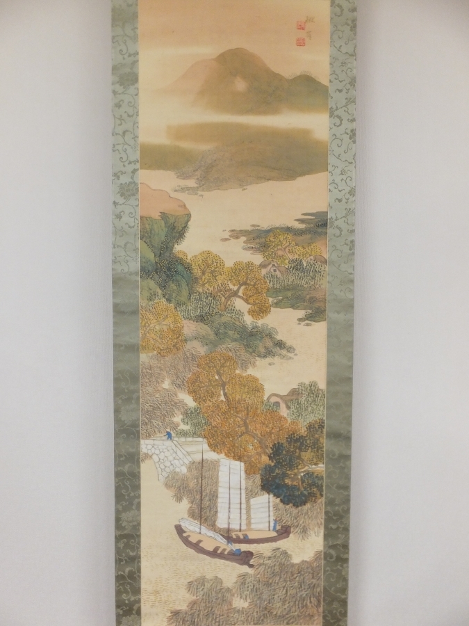 [ genuine work guarantee ] height ... autograph water .. boat . map Japanese picture house collector discharge goods ( Takeuchi .. Yamamoto spring . Kikuchi . writing ) Ooita prefecture hanging scroll work what point also including in a package possible 