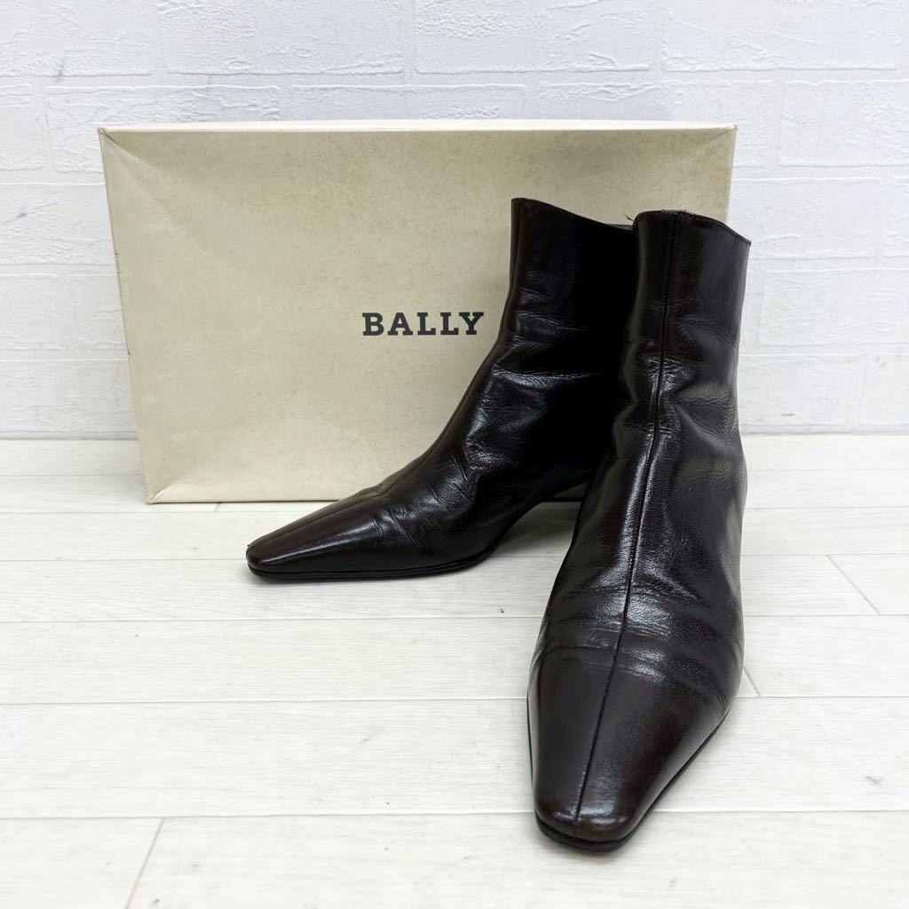  новый полки сверху 3 * с коробкой BALLY Bally обувь короткие сапоги каблук квадратное tu застежка-молния casual темно-коричневый женский 35