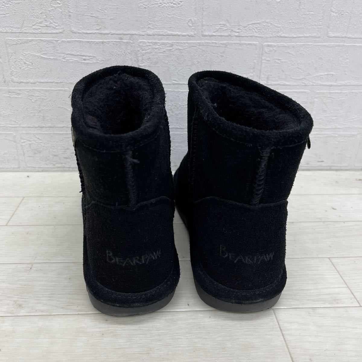 1258◎ BEARPAW ベアパウ 靴 ムートン ショート ブーツ 裏ボア フラット ソール カジュアル ブラック レディース25.0_画像5