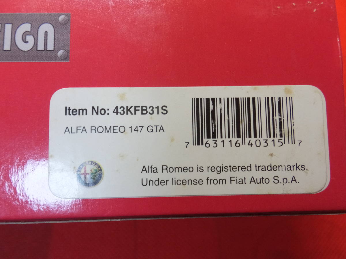 SMD　1:43　アルファロメオ アルファ147　Alfa Romeo 147 GTA 2002　ミニカー　SAN MODEL DESIGN　 HIGH-SPEED　43KFB31S　中古_画像9