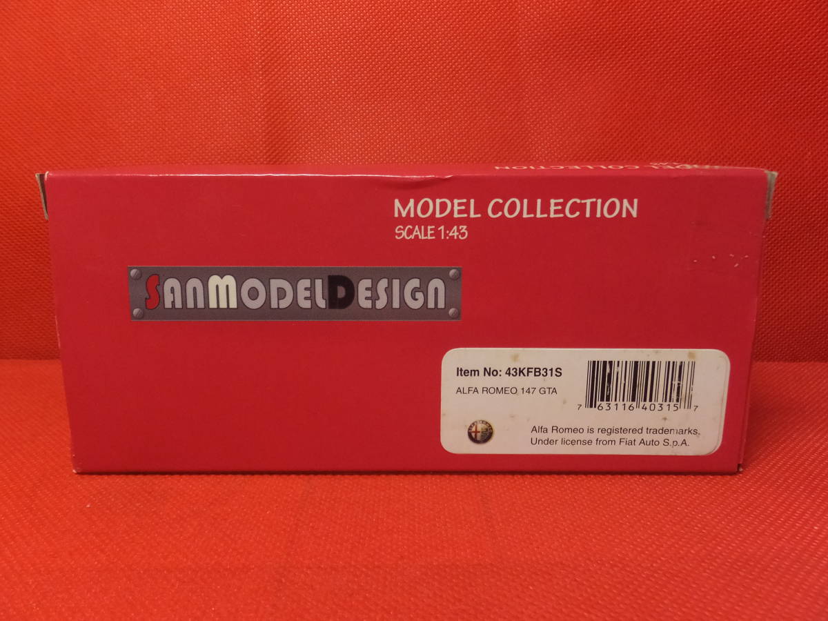 SMD　1:43　アルファロメオ アルファ147　Alfa Romeo 147 GTA 2002　ミニカー　SAN MODEL DESIGN　 HIGH-SPEED　43KFB31S　中古_画像5