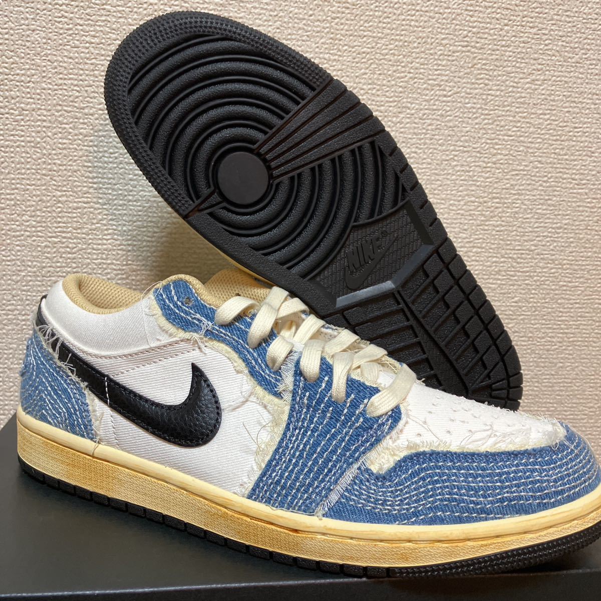 新品 未使用 黒タグ NIKE AIR JORDAN1 LOW SE nike air jordan1 low se 26.5cm FN7670 493 world make japan デニム 刺し子