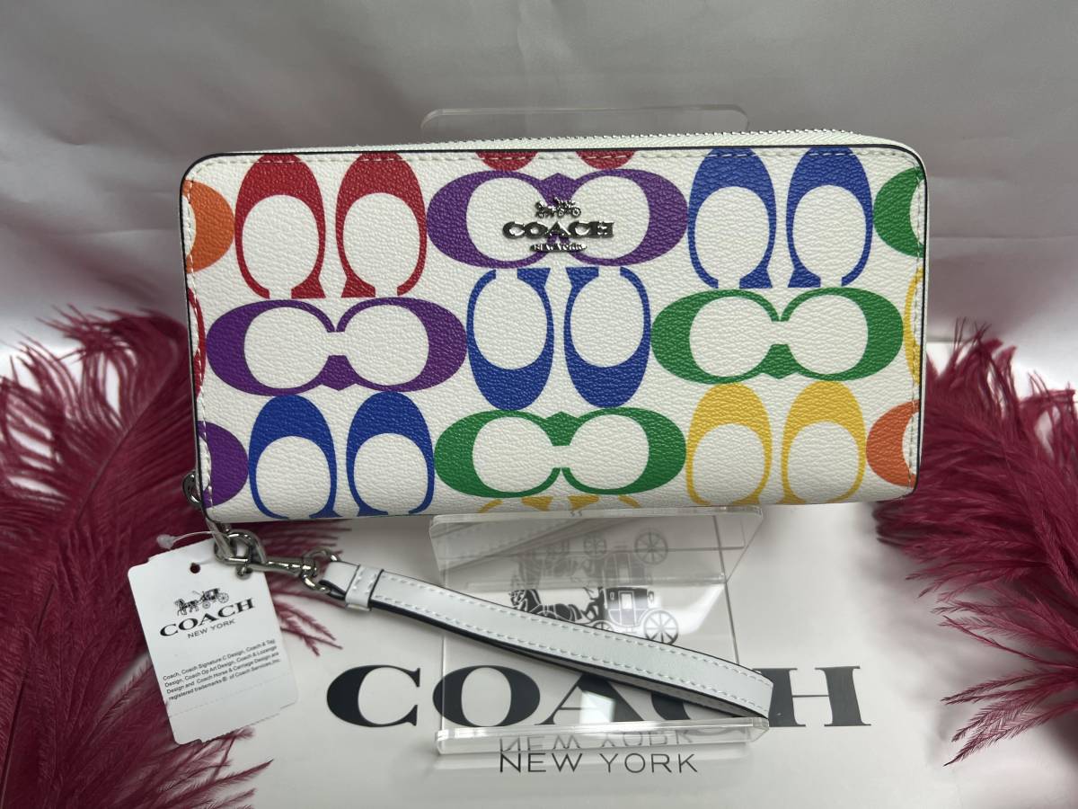 コーチ COACH 財布 長財布 シグネチャー ラウンドファスナー レインボー 長財布 C4537 プレゼント レディース 新品 未使用 A210_画像1