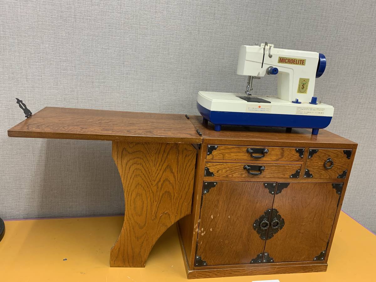 646 micro Elite MICROELITE small size sewing machine sewing box tree box antique retro electrification verification settled 