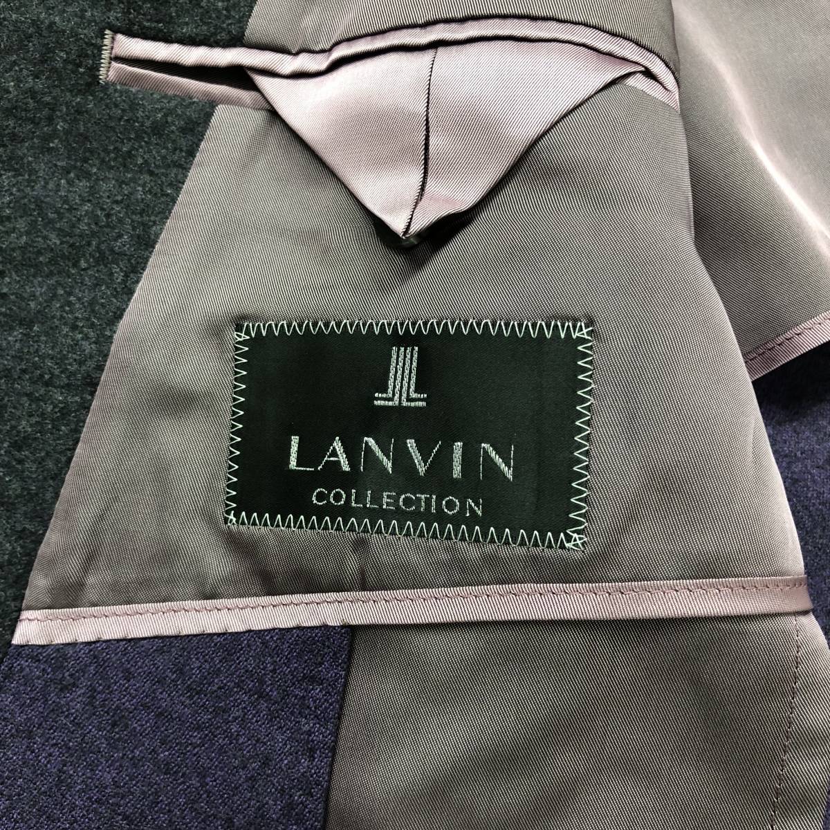 極美品★上質な質感★ランバンコレクション【LANVIN COLLECTION】テーラードジャケット メンズ XL 2釦 厚手 ダークグレー 秋冬 20K_画像5