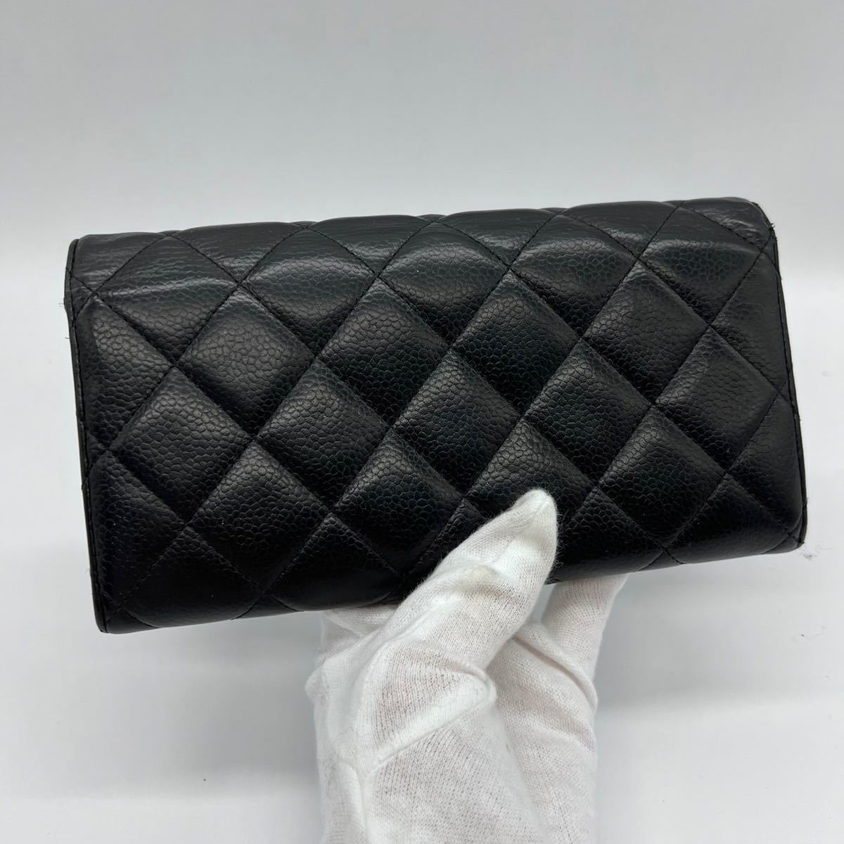 美品 シャネル キャビアスキン マトラッセ 長財布 ブラック 美品 シャネル キャビアスキン マトラッセ 長財布 ブラック