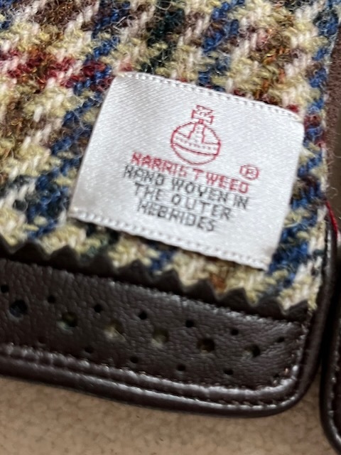 HARRIS TWEED Harris tweed mountain sheep leather + tweed gloves lining knitted 21M Brown 