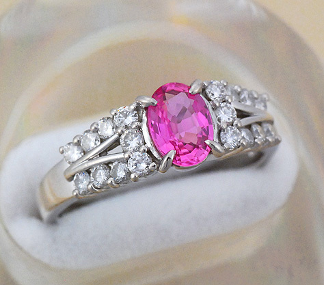 人気新品 0.804ct ピンクトルマリン ファッションリング Pt900 ダイヤモンド 研磨仕上げ済 プラチナデザインリング 中古 サイズ13号 0.45ct トルマリン