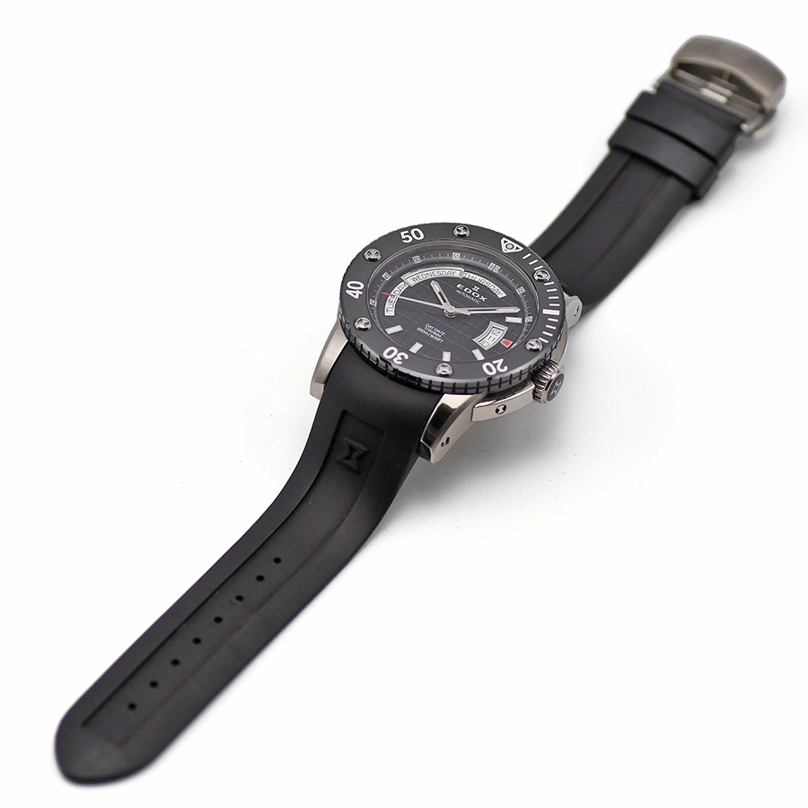 エドックス EDOX クラスワン デイデイト オートマティック 83005-TIN-NIN 自動巻 500m防水 メンズ 紳士用 男性用 腕時計 中古の画像5
