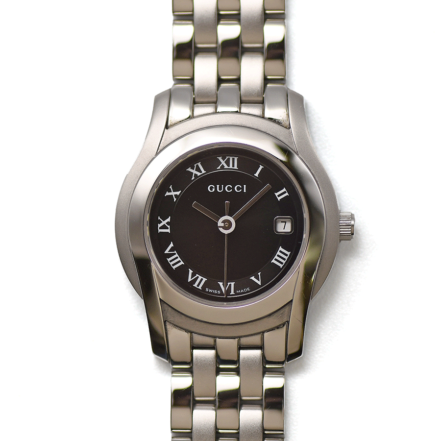 GUCCI グッチ G-Class Gクラス 5500L クォーツ YA055503 黒文字盤 レディース 女性用 婦人用 腕時計 研磨仕上げ済み 中古